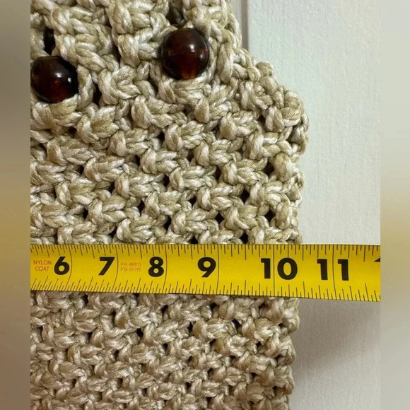 Vintage Handmade Macramé Purse Wooden Handles 70’s 80’s Hippy Kitschy Bohemian - Picture 8 of 13